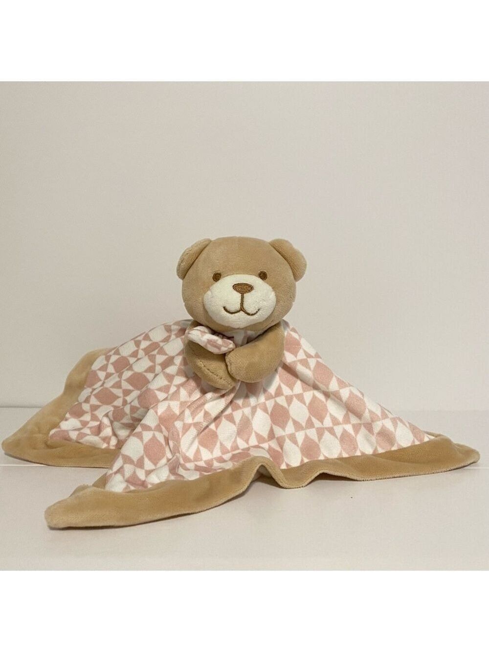 Linzy Teddy Bear Lovey Baby Security Blanket Tan Brown Soft Cuddle Toy